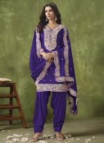 Pv Chanderi Purple Wedding Wear Embroidery Work Designer Salwar Suit